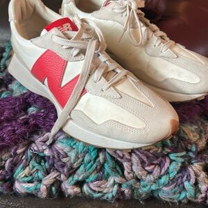 New Balance Women's White and Red Sneakers